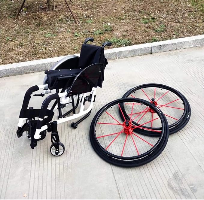Amazon Co Jp スポーツ車椅子 医療運転自走式車椅子 超軽量折りたたみ式アルミトランジット旅行車椅子 スタイリッシュスポーツ車椅子 白 スポーツ アウトドア