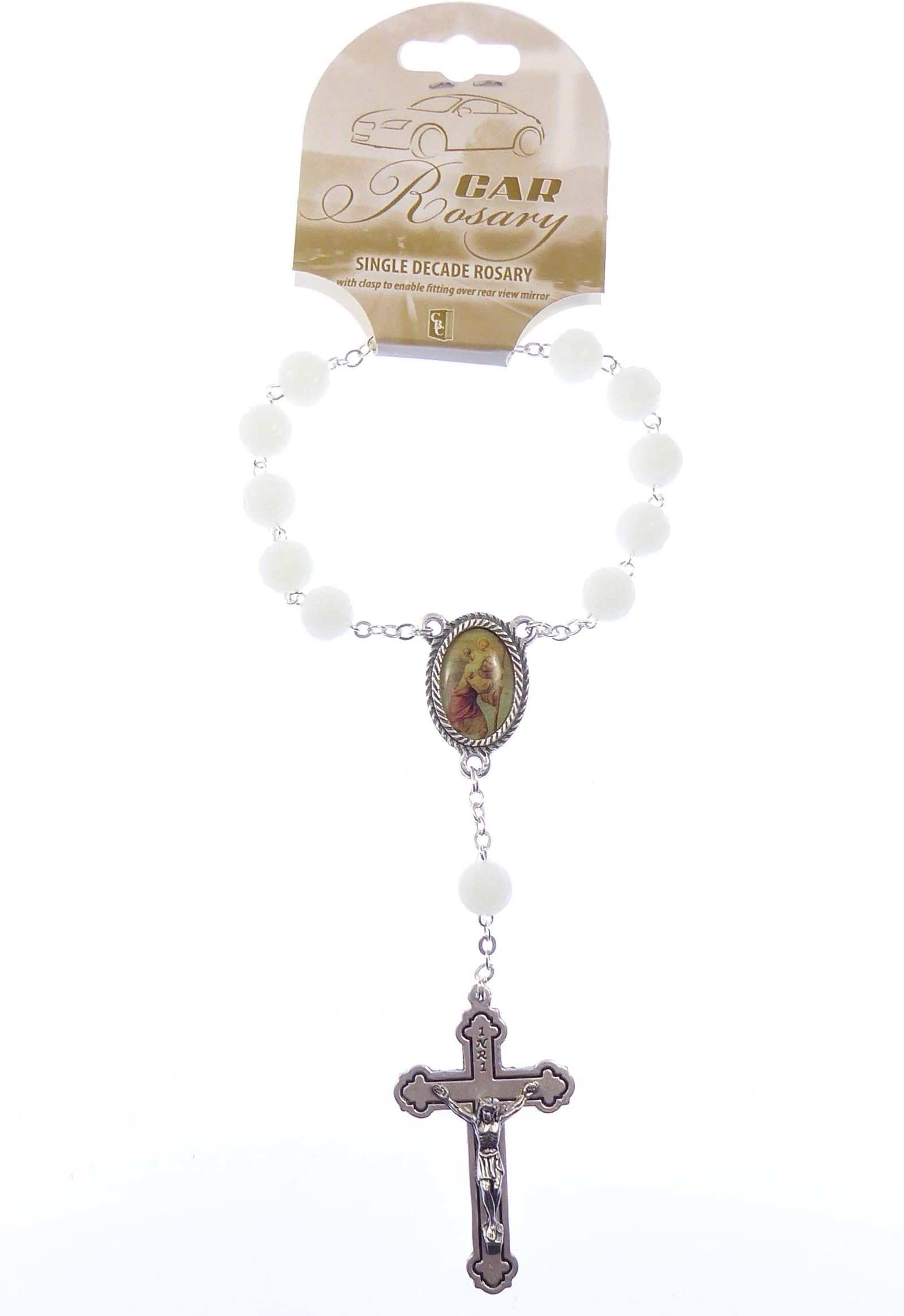 Catholic Silver Chain Rose Flower Shape Luminous Single Decade Pocket car Rosary Beads St. Christopher