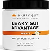 HAPPY GUT Leaky Gut Advantage - Doctor-Formulated Supplement for Discomfort - L-Glutamine, N-Acetyl-D-Glucosamine, Aloe Vera, DGL, Zinc - Vanilla Flavor, 192g