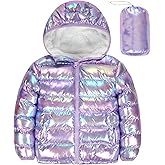 Lovekider 4-12 Years Girls Metallic Shine Hooded Puffer Jacket Packable Warmth Padded Winter Coat