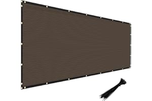 Windscreen4less 4' x 12' Privacy Fence Screen Heavy Duty Windscreen Fencing Cover Windblock Mesh Fabric Shade Cloth with Brass Grommtes for Garden Yard Pool Deck Carport Construction, Brown