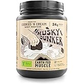 Earth Fed Muscle Husky Dunker Cookies N' Cream Truly Grass Fed Whey Protein Powder - No Artificial Ingredients, Soy Free, Non-GMO and Hormone Free (2 Pound, 27 Servings, Cookies n' Cream)