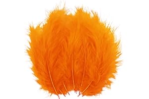 LWINGFLYER 100pcs Orange Feathers Fluffy Turkey Marabou Feathers 4-6 Inches for Crafts Dream Catcher Fringe Trim Colored Feathers Fly Tying Material