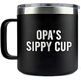 Yanashop88 Opa's Sippy Cup Tumbler 14 Oz Coffee Mug - Opa Tumbler - Birthday Gifts For Opa From Daughter - Son - New Opa Gifts - Fathers Day Gift - Parent Gift - Opa Mug