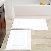 SHACOS Bathroom Rugs Sets of 2 Piece 32x20 inch, Absorbent White Bath Mats for Bathroom Non Slip, Soft Washable Bath Rugs for Shower Tub Decor Accessories