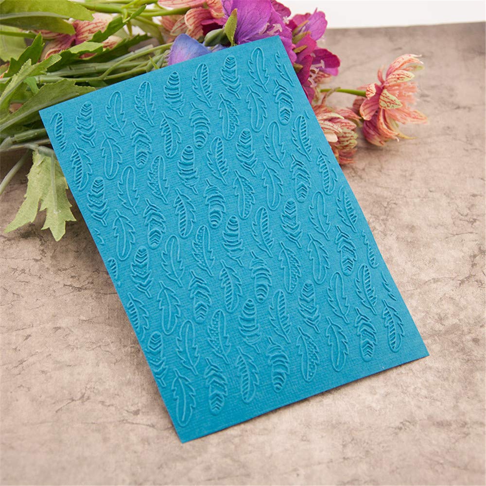 arriettycraft Feather Background Plastic Embossing Folder for Scrapbook DIY Album Card Tool Plastic Template Folders