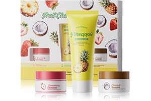 Facial Skin Care Set, 3 in 1 Fruit Cleansing Care Toiletries Kit with Cleanser Facial Scrub Face Cream, Moisturizing Rejuvena