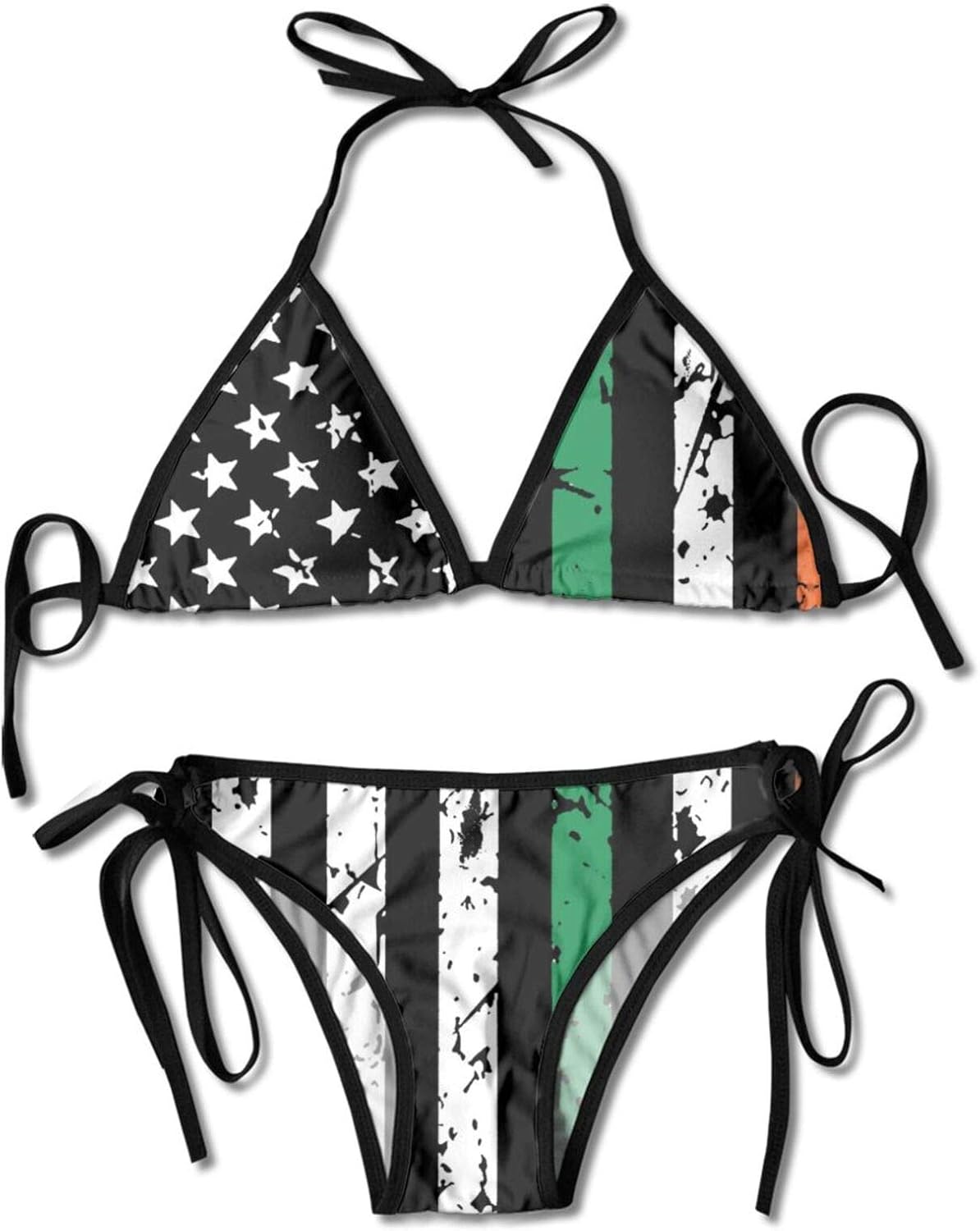 Womens TwoPieces Bikinis Sets Distressed American Flag
