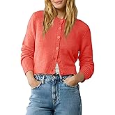 Urban CoCo Women's Crew Neck Cropped Cardigan Sweaters Long Sleeve Open Front Button Down Shrug Sweater Jackets