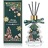 JAOJAO Christmas Reed Diffuser, Reed Diffuser Set Gardenia Scent Long-Lasting Fragrance Crystal Bottle with 4 Sticks for Bedroom Living Room Bathroom Office Home Aromatherapy Oil for Gift, 100ml