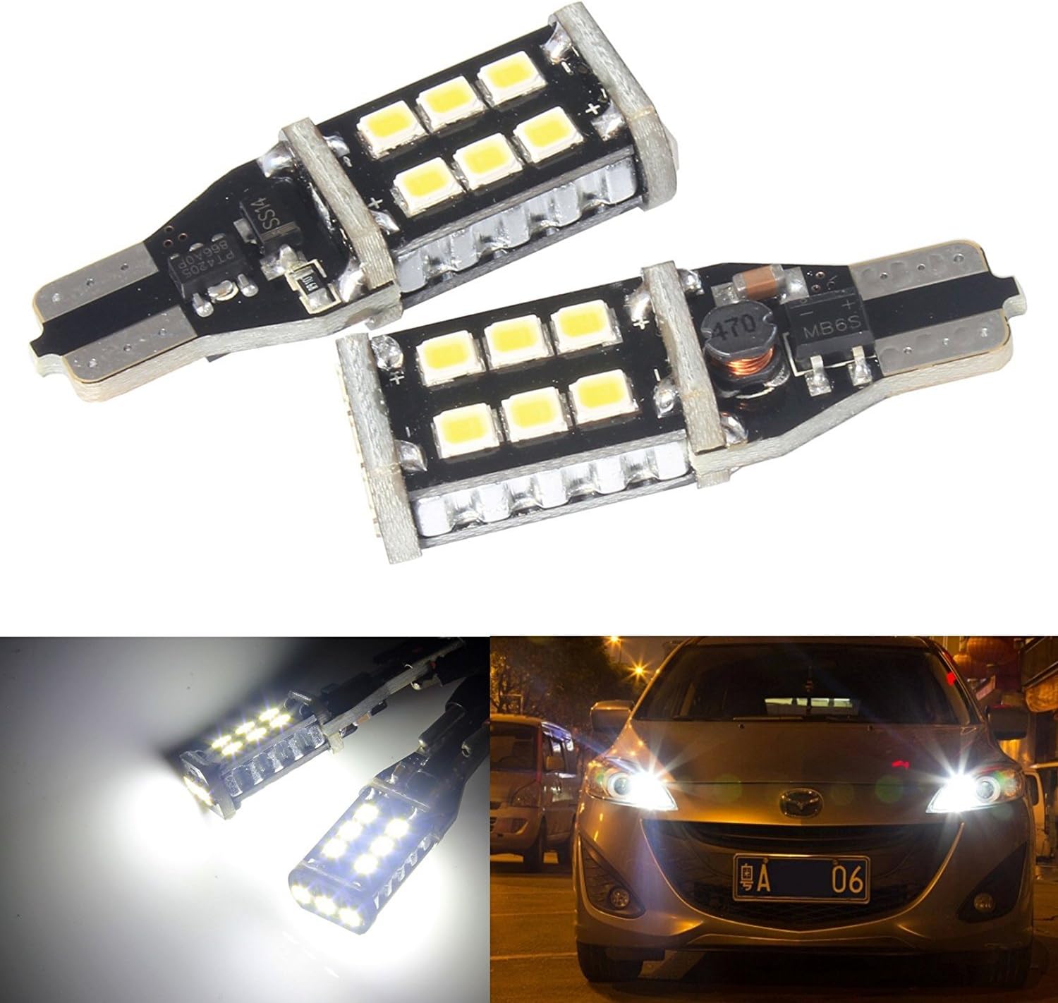 T15 168 955 921 W16W 15 SMD Bulbs LED Side Reverse Tail Brake Light CANBUS Free