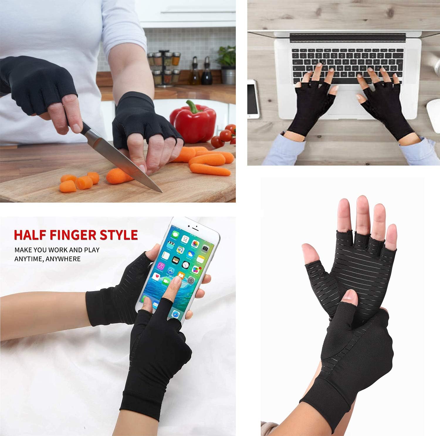 Upgraded Half Finger Arthritis Gloves Compression Therapy Gloves Relief Stiff Joints, Inflammation, Carpal Tunnel - Image 3