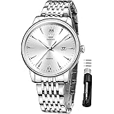 OLEVS Mens Watches Dress Waterproof Watch with Date Day Analog Quartz Casual Wrist Watch Large Number Classic Luxury Luminous Scales 41mm Big Face Easy Read Reloj para Hombre