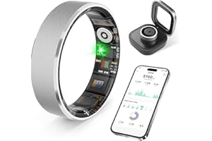 PRXXHRI Smart Health Ring, Featuring Heart Rate, Stress and Sleep Monitoring Functions, Compatible with IOS and Android, Waterproof Fitness Tracker for Women & Men, No Subscription Fee. (Brushed Silver, 9)