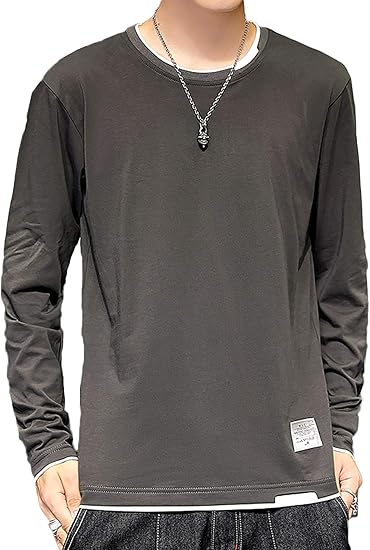 Amazon Tシャツ メンズ 長袖 ロングtシャツ カジュアル 秋 ゆったり トップス 大きいサイズ 無地 Tシャツ 黒 白 Tシャツ カットソー 通販