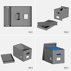 DYWMM Hanging File Box with Lid, Set of 4 Filing