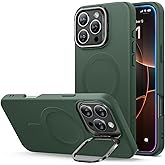 ESR for iPhone 16 Pro Max Case, Silicone Case with Stand, Compatible with MagSafe, Built-in Camera Stash Stand, Magnetic Phone Case for iPhone 16 Pro Max, Cloud Series, Green