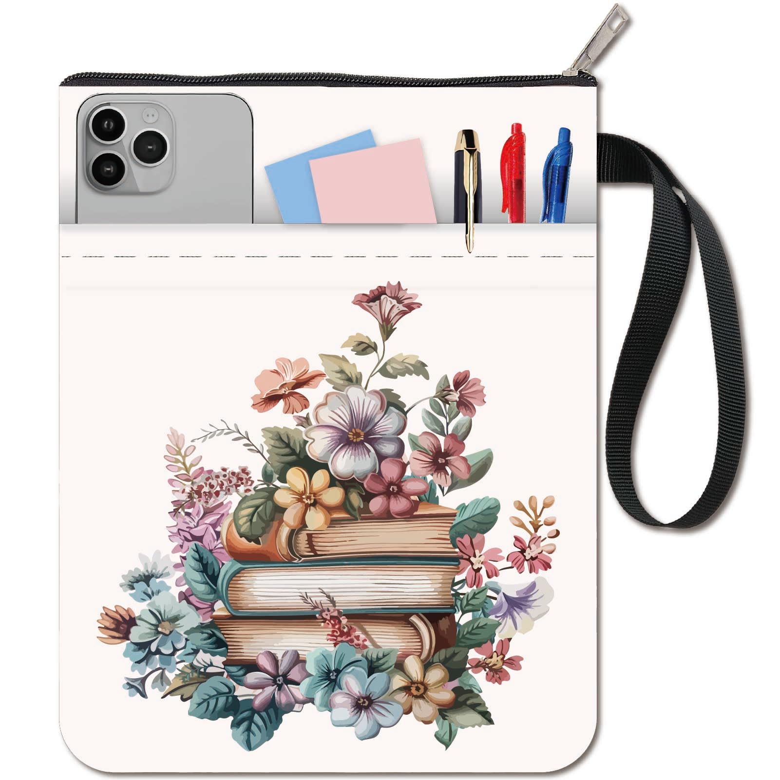 CRASPIRE Flower Book Sleeve Book Patterns Book Covers Plant Book Protector for Paperbacks Washable Fabric Cloth Book Cover with Zipper and Extra Sleeve Pocket for Book Lovers Classmate Gifts