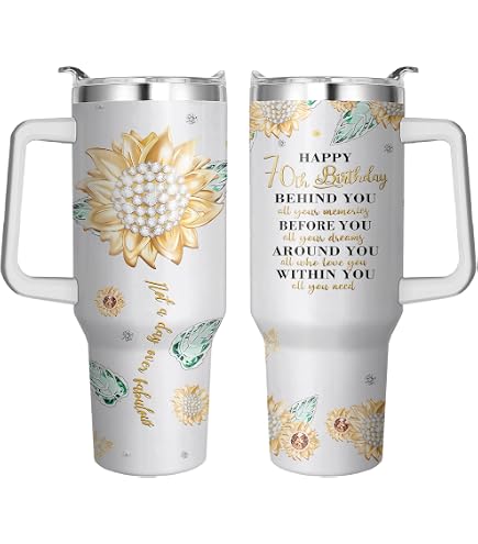 70th Birthday Tumbler For Women – 40 Oz Insulated Cup, 1955 Themed Gift With Straw & Brush - View #5