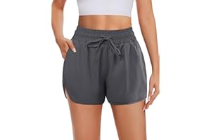 DDOBB High Waisted Running Shorts for Women with Pockets, 2.5" Black Athletic Workout Gym Yoga Spandex Dolphin Shorts