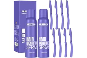 ARSTECH Dermaplane Razor for Women Face Hair Identifier Spray for Face Shaving Dermaplaning Tool Skin Body Dermaplaning Spray for Women with 8 Facial Razor Face Shaver Kit Facial Hair Removal (Purple 2 Pack)
