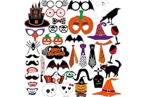 KUUQA Halloween Photo Booth Props Kit Halloween Party Decorations, Pack of 38
