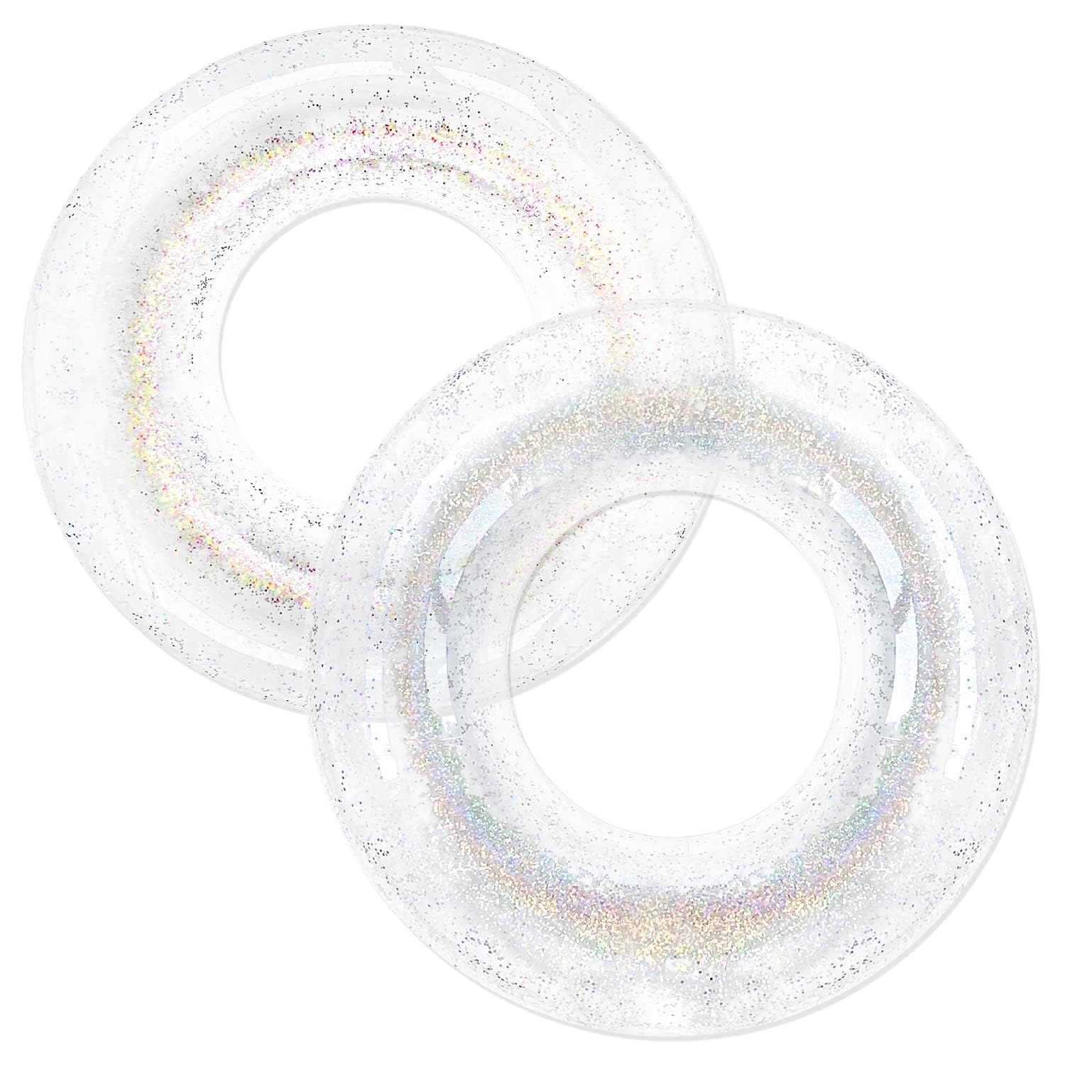 Photo 1 of Polita Pool Float, Pool Floats Kids Summer Glitter Pool Tube with Confetti,Tube Pool Toys Beach Party, Transparent Inflatable Floating Tubes for Adults and Kids(Multicolor+Silver)