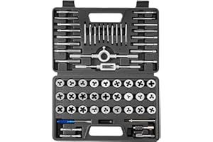 VEVOR Tap and Die Set, 60-Piece Metric and SAE Sizes M3 to M12, #4 to 1/2", with Coarse and Fine Thread Taps and Dies, Wrench