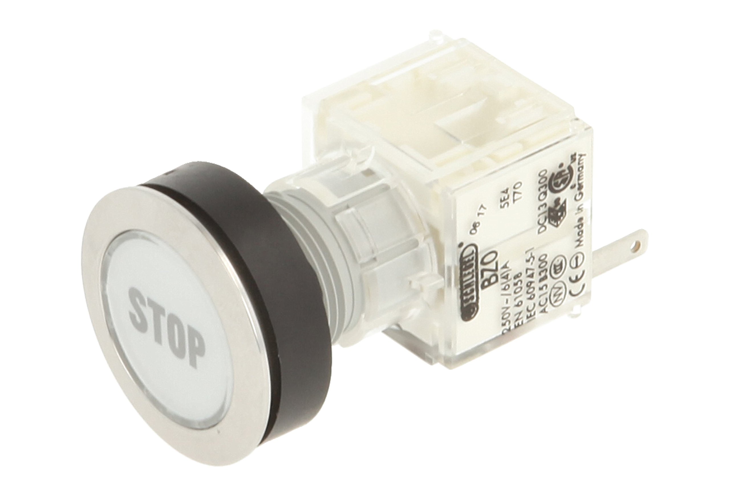 Schlegel 23.000.691 Push Button Stainless Steel, Clear Button Cap, Identification Plate Stop, Push Contact Sensor 1 Opener