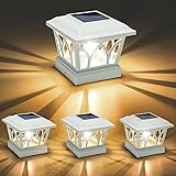 VOLISUN Solar Post Cap Lights Outdoor 4Pack, with Edison LED Bulbs, 2 Brightness Setting, Fence Post Lights Solar Powered for