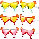 ElectricWise 6 Pcs Margarita Funny Sunglasses Party Decor Eyeglasses Hawaiian Sunglasses for Summer Beach Luau Tropical Party(Bright Color)
