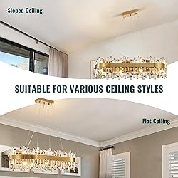 Siljoy Modern Crystal Chandelier, Rectangular Gold