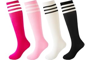 BISOUSOX Soccer Socks Kids Youth Girls Socks 6-8 Years Old Knee High 10 12 Uniform Long Cotton Boys Athletic Tube Stripe