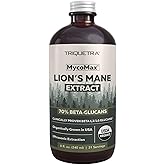 MycoMax Lions Mane Extract - 70% Beta Glucans, Max Potency Organic Lions Mane Supplement, US Grown + Ultrasonic Extraction - 500 mg per serving - Mental Clarity, Focus and Memory - 8 oz.