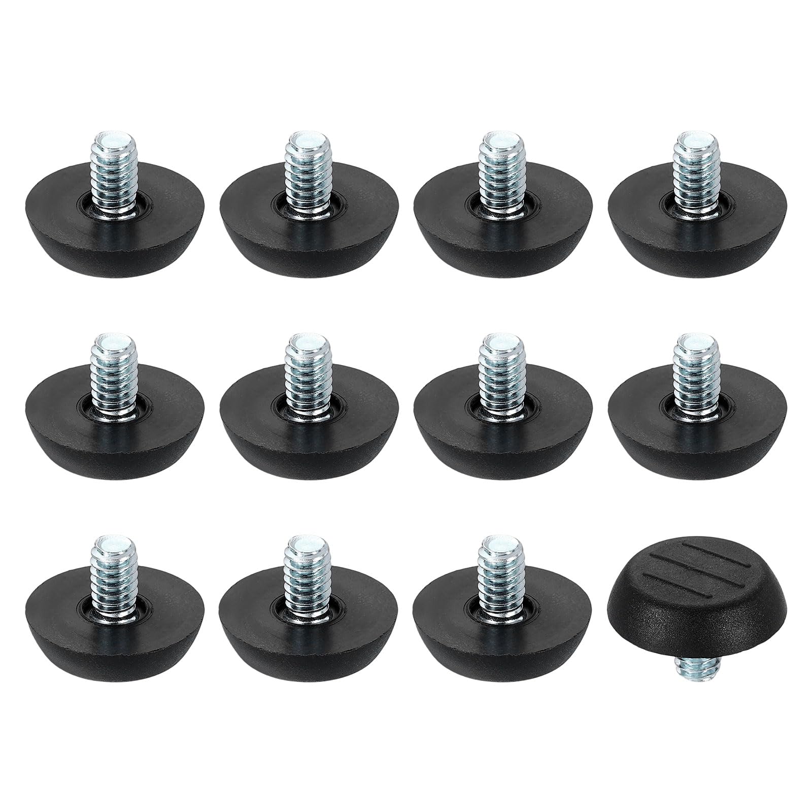 Photo 1 of uxcell 12Pcs M8 Thread Furniture Feet Levelers, 24x15mm Adjustable Leveling Table Feet, Screw on Furniture Glide Leveling for Chair Stool Legs, Black