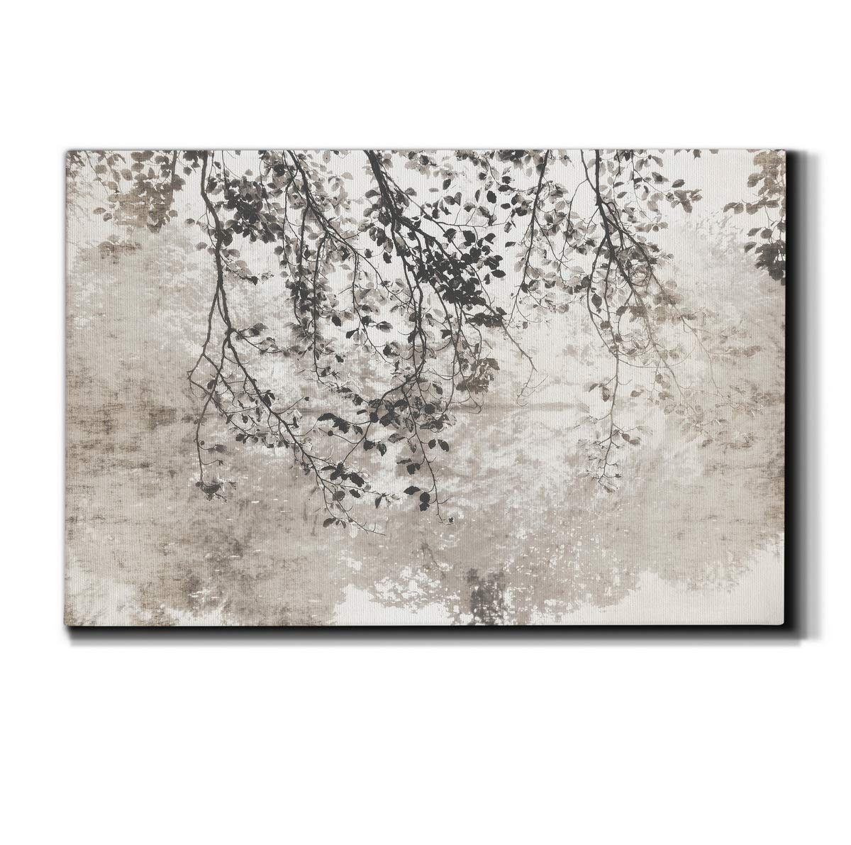 Wexford Home Landscape Canvas Wall Art Abstract Floral Forest Modern Pictures Artwork Decoration for Living Room Kitchen Bathroom Office, Ready to Hang, taupe soft reflection, 32×48