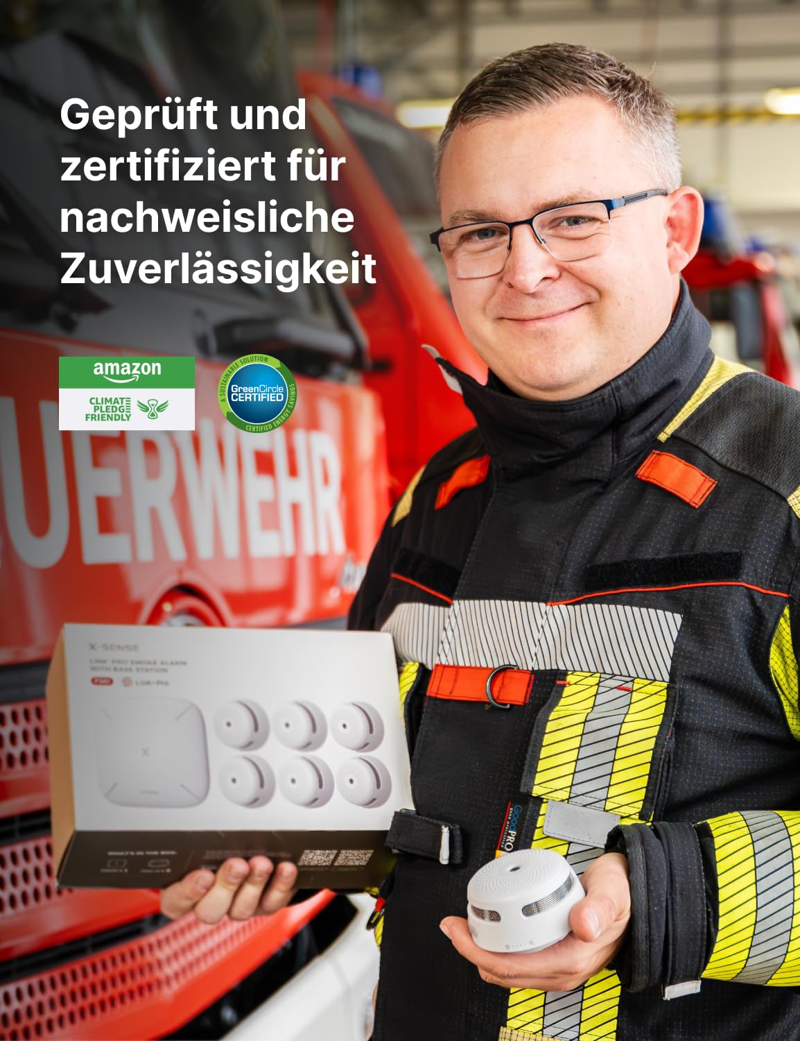 X-Sense Smart Rauchmelder XS01-M mit SBS50 Basisstation, Zertifiziert nach EN 14604, vernetzbare Funkrauchmelder mit WLAN, kompatibel mit der X-Sense Home Security App, weiß, FS61, 6 Stück 5