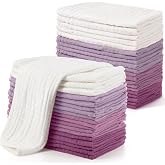 Buryeah 20 Pack Muslin Burp Cloths, 100% Cotton for Baby, Purple | 6-layer Cloths, 20 x 10 In, Soft and Absorbent for Baby Boy and Girl, Bulk Pack for Drooling, Feeding and Spit up