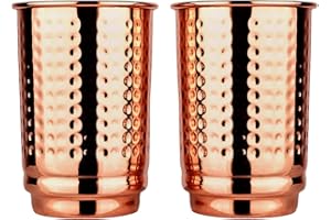 HealthGoodsIn - Hammered Copper Tumbler Set | Traveller's Copper Mug | Ayurveda Health Benefit