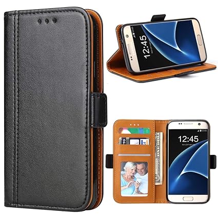 Bozon Galaxy S7 Hülle, Leder Tasche Handyhülle für Samsung Galaxy S7 Schutzhülle Flip Wallet mit Ständer und Kartenfächer/Mag