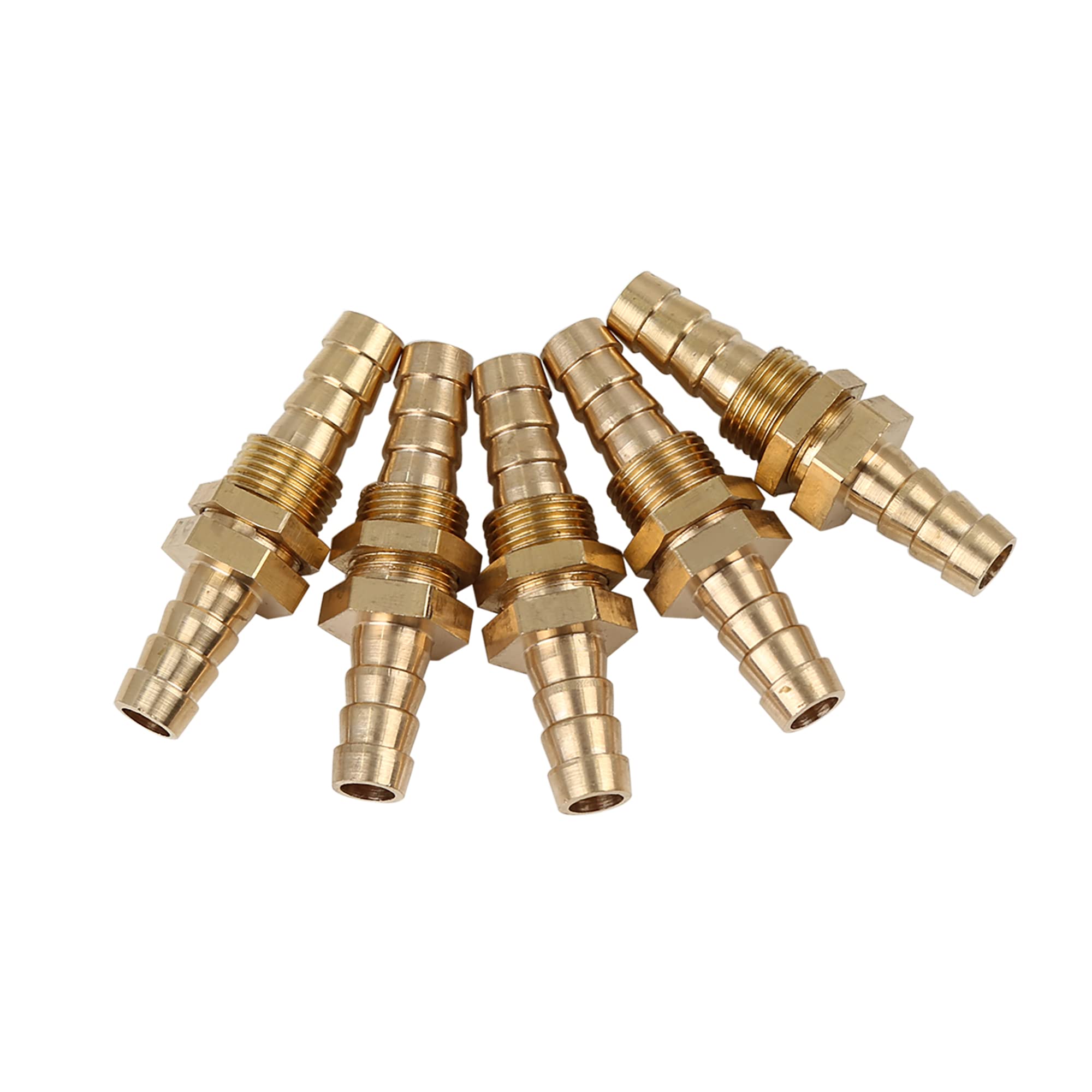 A ABSOPRO Brass Hose Barb Fitting Universal 8mm Air Water Fuel Pipe (Set of 5)
