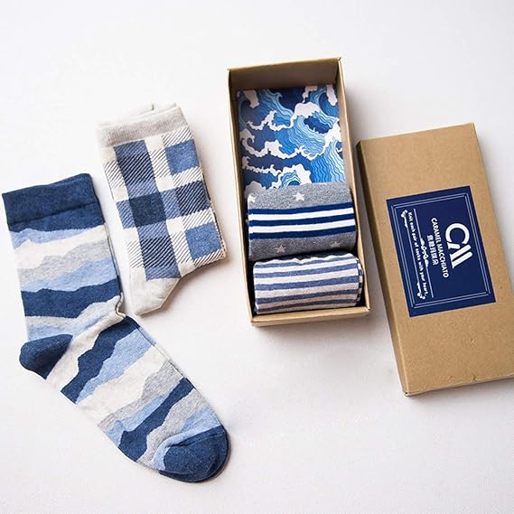 Amazon Jinchuan 靴下 メンズソックス カジュアル 抗菌防臭 男性用スポーツ ビジネスソックス 暖かい おしゃれプレゼント ギフト ブルー系 4パックセット A ビジネスソックス 通販