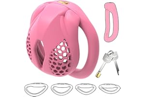 Male Lightweight Honeycomb Chastity Cage with 4 Curved Rings, Chastity Devices for Male Cross-dressing and Male Restraint -CA