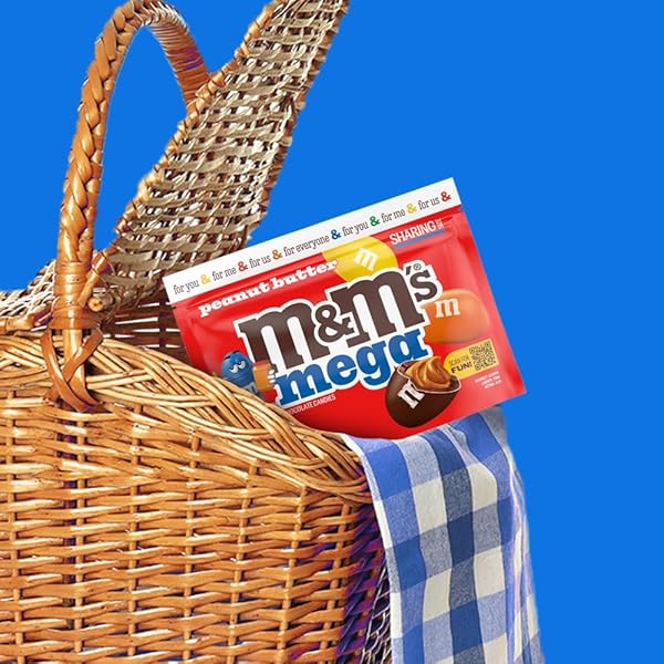M&M’S MEGA PEANUT BUTTER CHOCOLATE CANDY, SHARING SIZE, 8.6 OZ RESEALABLE BAG
