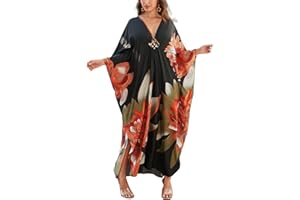 sunforyou Kaftan Dresses for Women Stylish Caftans Plus Size Beach Cover up Soft Loungewear