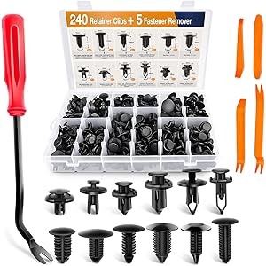 GOOACC - GRC-33 240PCS Bumper Retainer Clips Car Plastic Rivets Fasteners Push Retainer Kit Most Pop...