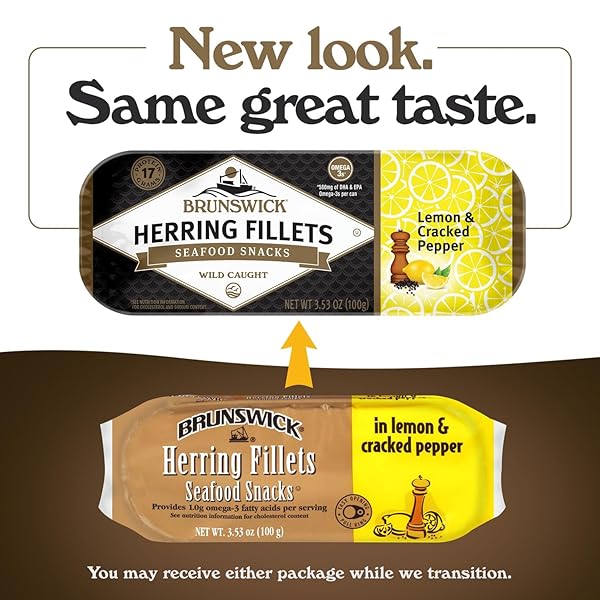 BRUNSWICK HERRING FILLETS IN LEMON & CRACKED PEPPER, 3.53 OZ (PACK OF 12) – 15G PROTEIN PER SERVING – GLUTEN FREE, KETO FRIENDLY – GREAT FOR PASTA & SEAFOOD RECIPES