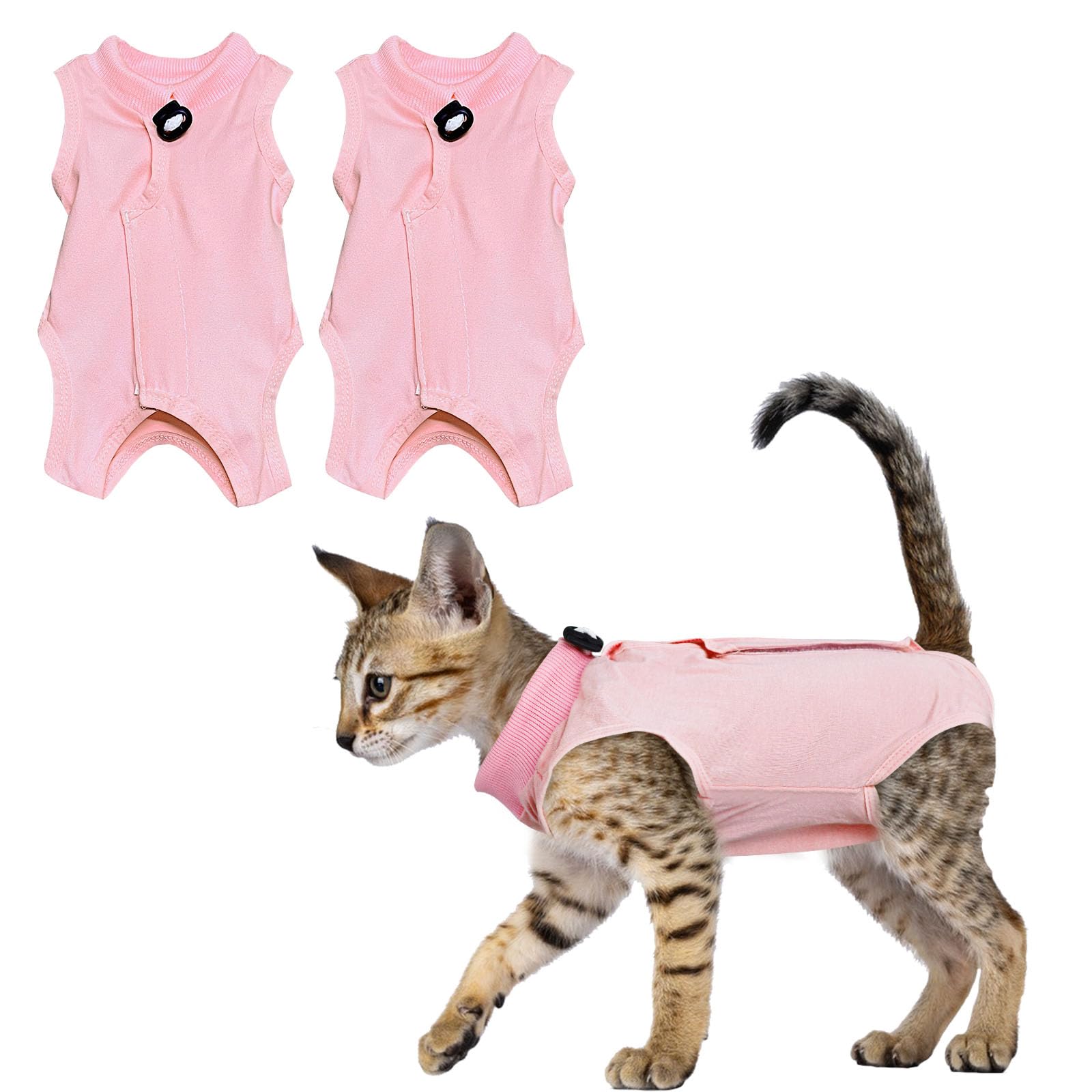 2PCS Cat Professional Recovery Suit, Anti-licking Cat Vest, E-Collar Alternative for Cats, Recovery Suit Post Surgery for Abdominal Wounds or Skin Diseases