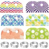 12 Pcs 1-Inch Key Cap Covers with Labels with 10 Pcs 1" Key Rings, Soft Stretchy Silicone Key Identifiers for House Keys, Cute Key Head Protectors for Standard Flat Keys, 6 Stylish Patterns