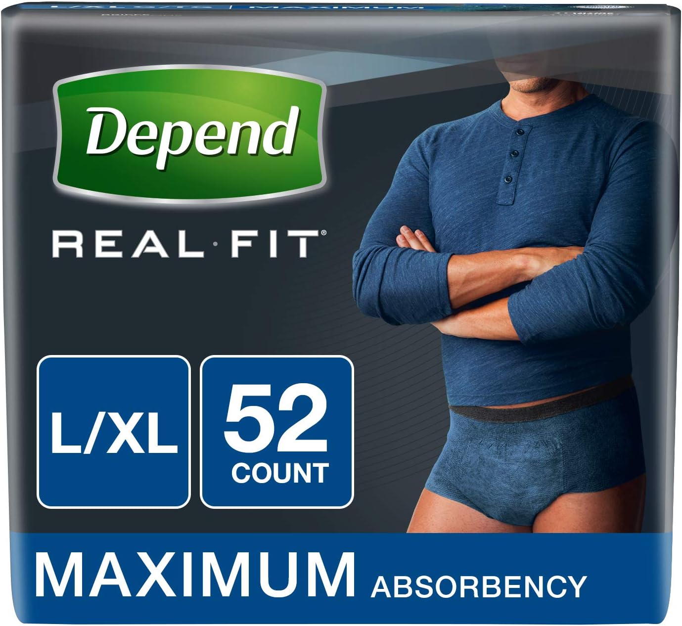 Depend Real Fit Incontinence Underwear for Men, Maximum Absorbency, L